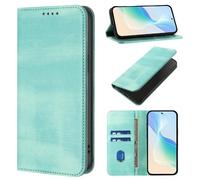 Phone Case for Xiaomi Redmi 15A 5G, Retro PU Leather Flip Wallet Case with [RFID Blocking] Card Slots Kickstand Shockproof Magnetic Cover for Xiaomi Redmi 15A 5G, Mint