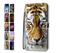 Phone Case for Xiaomi Redmi Note 12 Pro/Poco X5 5G Pro with Pattern 3D Print Animal Butterfly Design Leather Wallet Flip Cover with Card Holder Slot for Girls Boys - Tiger
