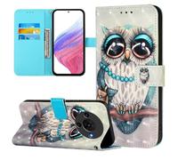 Phone Case for ZTE Blade A76 5G, 3D PU Leather Flip Wallet Case with Card Slots Anti-Scratch Magnetic Closure Shockproof Protective Cover for ZTE Blade A76 5G, Owl