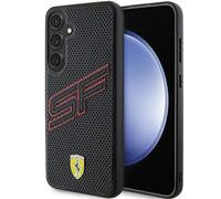 Phone Case Galaxy S24 Ferrari Faux Leather Black Logo Metal