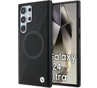 BMW Leather Textured & Circle with MagSafe Hard Case for Galaxy S24 Ultra Black