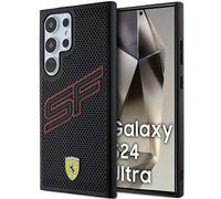 Phone Case Galaxy S24 Ultra Ferrari Faux Leather Black Logo Metal