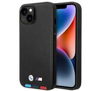 Phone Case iPhone 14 Plus BMW Faux Leather Tricolor Black Logo