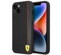 Phone Case iPhone 14 Plus Ferrari Black Logo Carbon Look