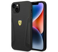 Phone Case iPhone 14 Plus Ferrari Genuine Leather Logo Black