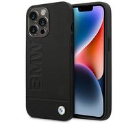 Phone Case iPhone 14 Pro BMW Genuine Leather Logo Black