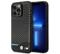 Phone Case iPhone 14 Pro BMW Leather Tricolor Black Carbon
