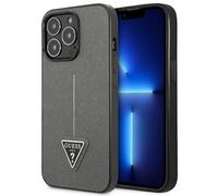 Phone Case iPhone 14 Pro Guess Silver Black Logo Metal Triangle