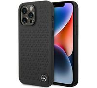 Phone Case iPhone 14 Pro Max Mercedes Genuine Leather Embossed Black Logo