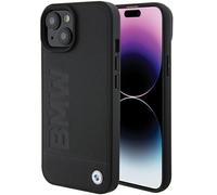 Phone Case iPhone 15 BMW Genuine Leather Black Logo Metal