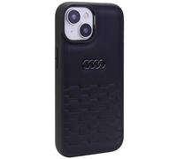 Phone Case iPhone 15 Plus Audi Series GT Black Faux Leather Logo