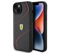 Phone Case iPhone 15 Plus Ferrari Faux Leather Black Logo