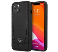 Phone Case iPhone 15 Plus Mercedes Genuine Leather Black Star Logo
