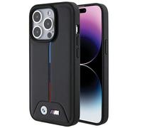 Phone Case iPhone 15 Pro BMW Faux Leather Stripes Black Red Blue Logo