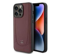 Phone Case iPhone 15 Pro Mercedes Genuine Leather Burgundy Star Logo