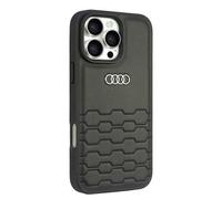 Phone Case iPhone 16 Pro Audi Faux Leather Black Logo Metal