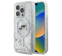 Phone Case iPhone 16 Pro Karl Lagerfeld Glitter Silver MagSafe Logo