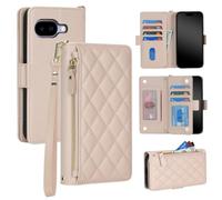 Phone Case Wallet for Google Pixel 10a with Strap, Rhombus- Flesh Pink