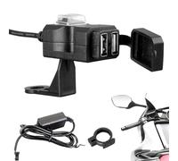 Phone Charger Motorcycle, Waterproof Fast Adapter, 2 Ports USB Charger with Quick Output, Motorcycle Charging Socket with Secure Mount, Dashboard Camera GPS Tablet Mobile Phone Accessory