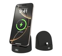 Phone Charging Stand for Samsung/iPhone15/16/17/18 Android,Charging Dock with USB-C,Charging Station with LED Power Display,Charging Holder for Nightstand Black Silicone