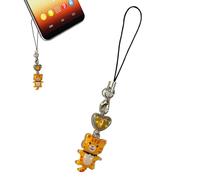 Phone Charm | Bag Wrist Strap,Cat Anti-Loss Dangle Decorations Charm Lanyard for Adults Mobile Phone Keys Purse Bags, Orange cat, Refer to description