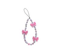 Phone Charm, Beaded Bracelet Strap, Pink, Purple Pearl Bow Cell Phone Charms, Cute Charm, for Girls Women
