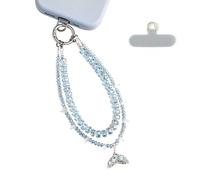Phone Charm with Beaded Crystals, Anti-Theft Phone Strap, Hands-Free & Detachable Cellphone Lanyard, Cellphone Chain Wristlet with Tether Tab, Charms for Smartphones, Bags and More (Blue Mermaid)