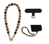 Phone Charm with Beaded Marble, Cell Phone Lanyard with Tether Tab, Phone Chain Strap, Hands-Free Wrist Strap, Phone Strap for Women Compatible with iPhone 14 Pro Max/ 13 Pro Max/ 12 Pro Max(Yellow)