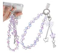 Phone Charm Wrist Strap Beaded Phones Wrist Strap Phone Chain Wristlet | Crystal Butterfly Phones Lanyard Wrist Cute Cellphone Lanyard Chain for Cellphone Bag Key Camera Charm Accessories