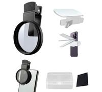 Phone Clip Filter with Sky Mirror Accessory - 52 mm CPL Anti-Glare Lens for iPhone 14/13/12/11 & Android Phones, Portable Dual-Lens Photo Kit for Outdoor and Selfie