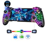 Phone Controller for iPhone/Android Support Phone Case, Mobile Gaming Controller with LED Light, Upgraded Joysticks, Battery, Turbo, Thumb Grips Handheld Gaming Gamepad, Keylinker APP