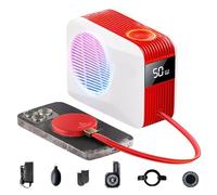 Phone Cooler for Gaming, Live Streaming, 50W Magnetic Cell Phone Cooler with Low Noise Liquid Cooling Radiator for iPhone MagSafe Series/Android/iPad/Tablet, with RGB Cooling Fan (White & Red)