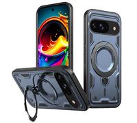 Phone Cover Bundles Compatible with Google Pixel 9 Case with Magnetic Invisible Kickstand,Anti-Slip and Drop-Proof Protective Cover with 360° Ring Stand,Shockproof Slim Hard Back Soft Edge Case Case(B