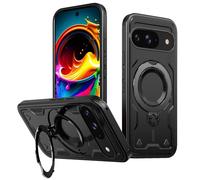 Phone Cover Bundles Compatible with Google Pixel 9 Case with Magnetic Invisible Kickstand,Anti-Slip and Drop-Proof Protective Cover with 360° Ring Stand,Shockproof Slim Hard Back Soft Edge Case Case(B