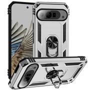 Phone Cover Bundles Compatible with Google Pixel 9 Pro XL 6.8inch Case, Military Grade Drop Protection Cover 360 Shockproof Heavy Duty Hard Bumper Rugged Mobile Phone Cases with Kickstand Case(Silver)