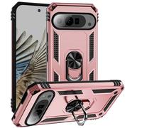 Phone Cover Bundles Compatible with Google Pixel 9 Pro XL 6.8inch Case, Military Grade Drop Protection Cover 360 Shockproof Heavy Duty Hard Bumper Rugged Mobile Phone Cases with Kickstand Case(Rose go