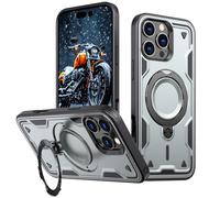 Phone Cover Bundles Compatible with iPhone 16 Pro Max Case with Magnetic Invisible Kickstand,Anti-Slip and Drop-Proof Protective Cover with 360° Ring Stand,Shockproof Slim Hard Back Soft Edge Case Cas