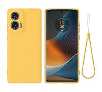 Phone Cover Bundles Compatible with Motorola Edge 50 Fusion Phone Case , Anti-Scratch Thin Slim Liquid TPU Soft Rubber Gel Full Camera Protection Bumper Pure Color Simple Cover W Wrist Band Case(Yello