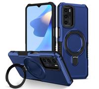 Phone Cover Bundles For OPPO A53 2020 Sleek Minimalist Slim Case,Metal Ring Kickstand Shockproof Hard PC Heavy Duty Protective Case [Military Drop Protection] For A53 2020 Case(Navy blue)