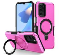 Phone Cover Bundles For OPPO A53 2020 Sleek Minimalist Slim Case,Metal Ring Kickstand Shockproof Hard PC Heavy Duty Protective Case [Military Drop Protection] For A53 2020 Case(Pink)