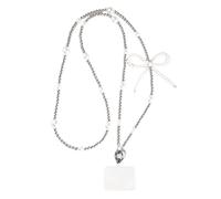 Phone Crossbody Strap Chain Cross-body Pearl Beaded Cell Phone Lanyard Universal Phone Crossbody Strap with Patches
