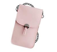 Phone Crossbody Touches Screen Bag, Touchable Leather PU Bag With Back Side Clear Touching Screen Window as the gift to women(Pink)
