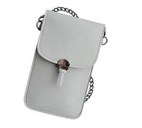 Phone Crossbody Touches Screen Bag, Touchable Leather PU Bag With Back Side Clear Touching Screen Window as the gift to women(Light Grey)
