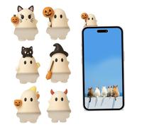 Phone Decorations 6PCS Stick-On Ghost Phone Buddy Cute Ghost Halloween Decor for Smartphone Halloween Decor