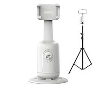 Phone Face Tracking Tripod, Smart Auto Phone Recording Holder, Tabletop Supplies for Wedding, Games, Offices, Vacation, Bed, Car, Sports, Travel, Cooking, 3.74x3.74x7.24 inches