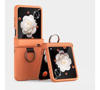 Phone Flip Case Hard PC Phone Case with Holder & Hinge Protection Compatible with Honor Magic V Flip , Ultra-Thin Fold Slim Fit Design Cover,Shockproof Anti-Fall Protection Case Case Cover(Orange)