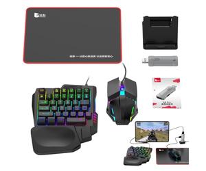 Phone Game Converter Set - Gamepad Keyboard Mousse Converter Set | Wired Mechanical USB Converter Keyboard And Mice Set, Half Hand Adapter, Converter Set With RGB LED Backlit For Game Experience