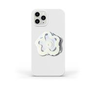 Phone Grip Compatible with Magsafe - Cute Flower Series Transparent Acrylic Collapsible Design Magnetic Phone Grip Include Magnetic Adapter Ring (White)