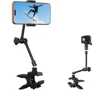Phone Holder Camera Flex Jaw Clamp Mount,360° Adjustable Alloy Magic Arm | iPhone Mount for Treadmill,Peloton,Fence,Railing,Countertop,Fits 3.5~7.5" iPhone Android,Adapter for GoPro Insta360 Camera