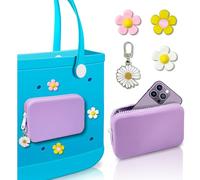 Phone Holder for Bogg Bag Silicone Insert Wallet for Bogg Bag Accessories Attachment for Bogg Beach Bags Tote Bag Compatible with Phones, Purple